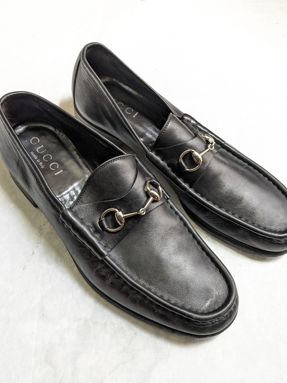 Gucci Men’s Black Leather Horsebit Loafers 13 D